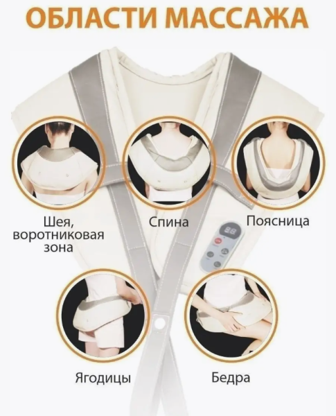 Массажер для шеи и спины инфракрасный Massage Cushion, 10 режимов, подогрев